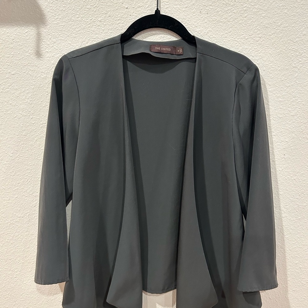 The Limited Gray Blazer with Open-Front Design